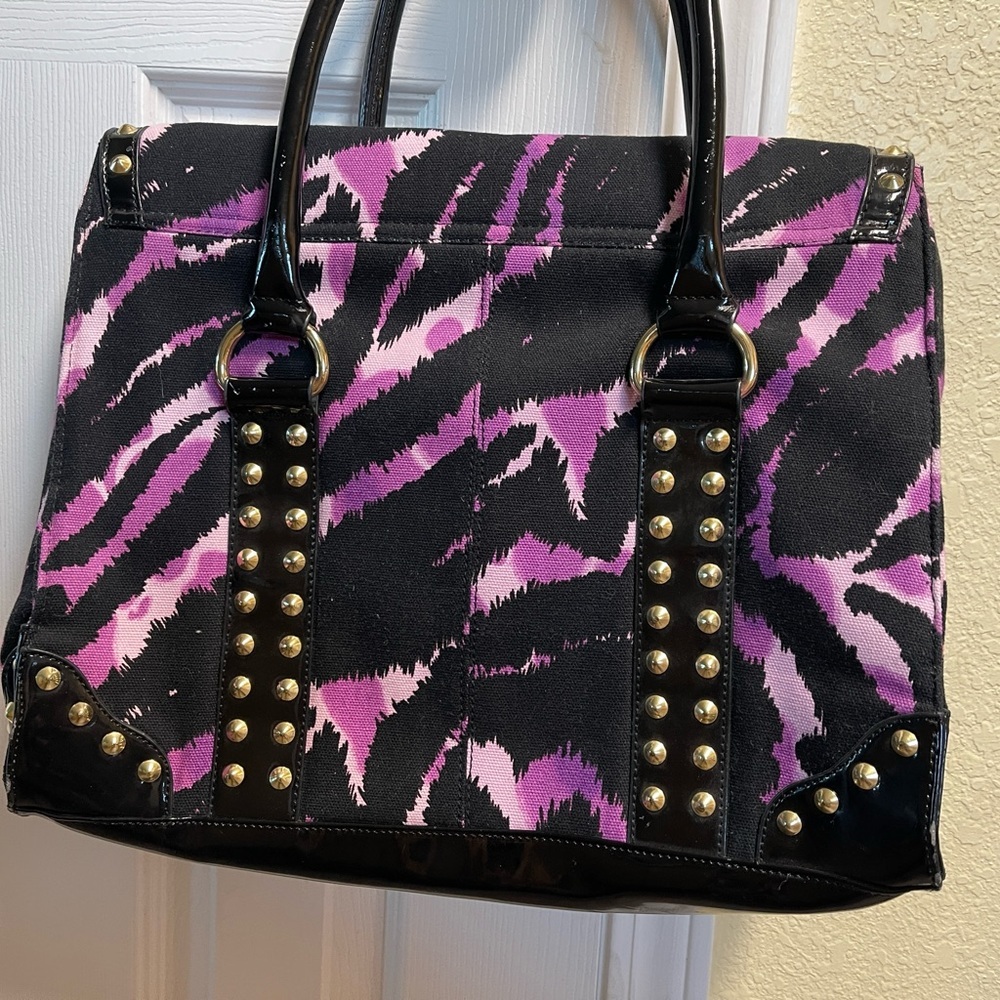 VTG Large Betsy Johnson Animal Zebra Print Tote Handbag-computer bag - Picture 6 of 6